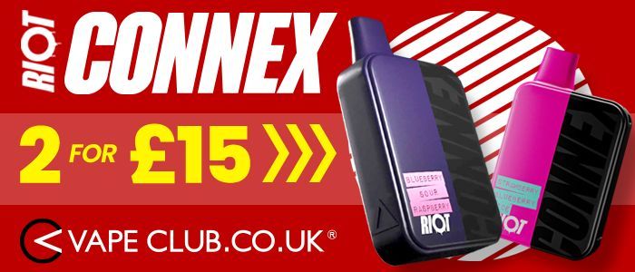 Embrace the future with the #RiotConnex ! #DisposableVapes are the past!

Get 2 of the Riot Connex kits for only £15 over at @vapeclub with our great #VapeDeal ! Plus deals on replacement pods!  

👉 bit.ly/43PHG23

#Vape #Vaping #Riot #Connex #DisposableVape