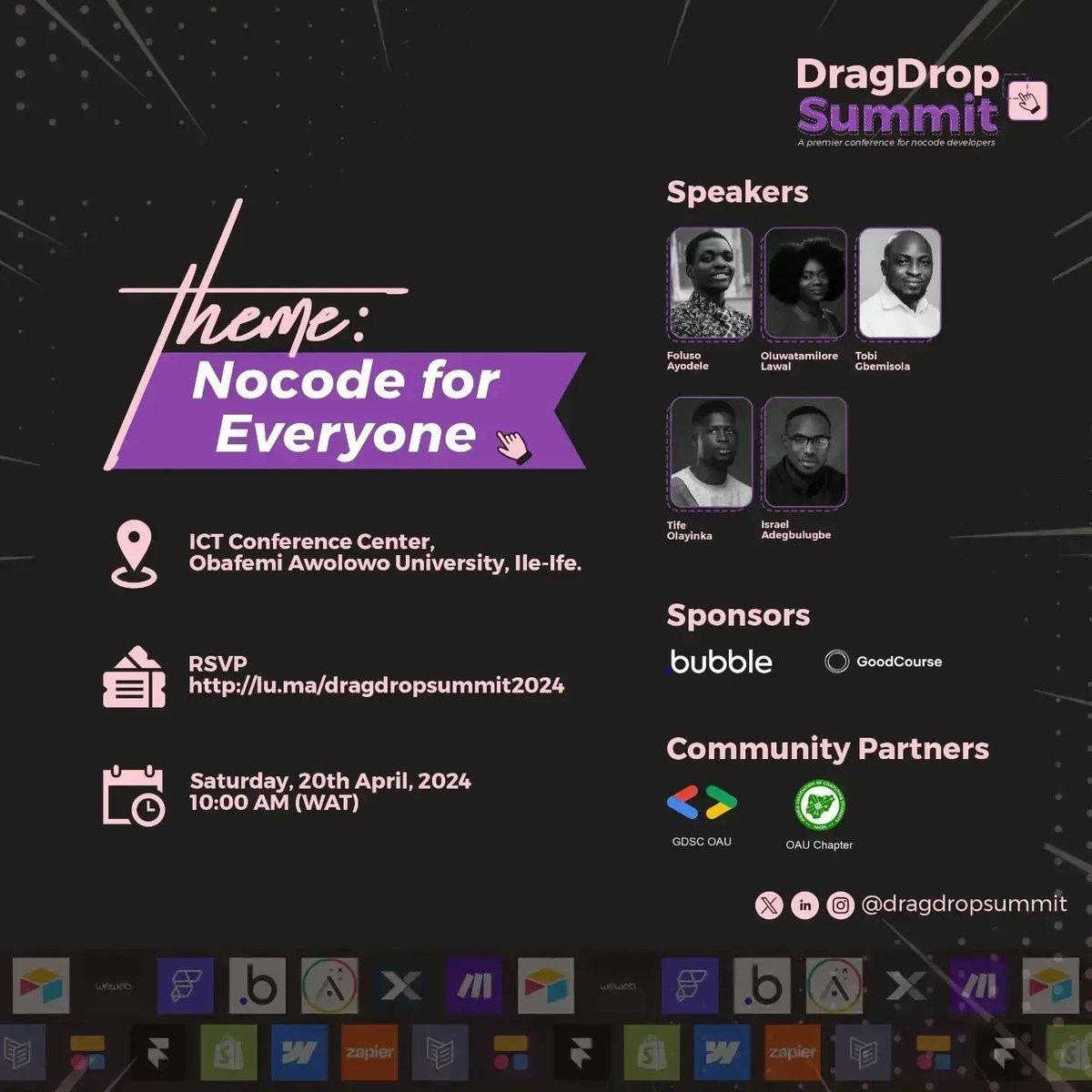 dragdropsummit's tweet photo. In 2,... days, the most anticipated Nocode conference comes to being. 

We're super pumped up for this.😇 
Where else would you be?

If you've not registered🔗; https://t.co/wowc9Mp1SY

#DragDropsummit2024
#Nocode https://t.co/SskFKDCyKv
