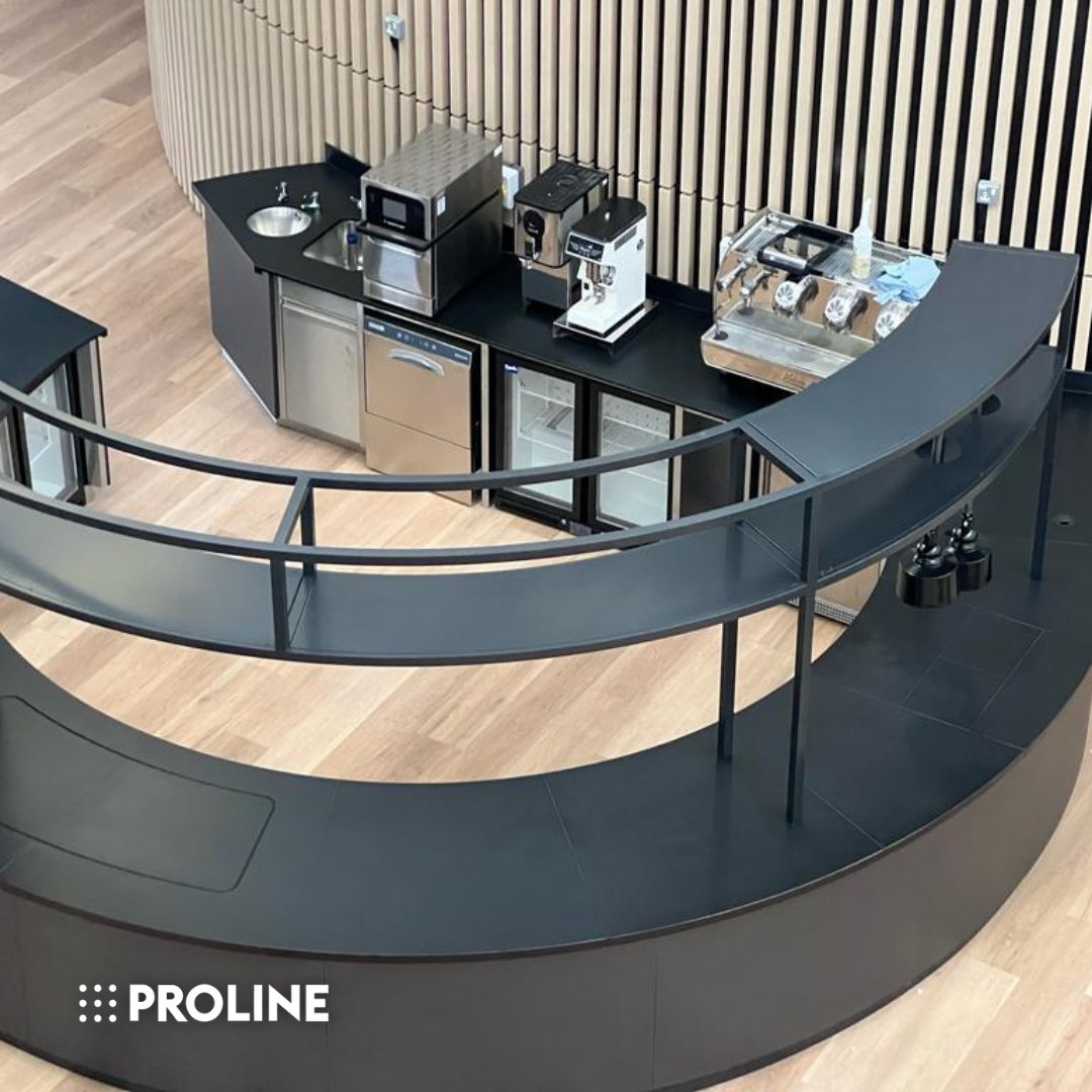 Here's a striking project we completed last year for a client in Birmingham.

It features honed black granite, Egger laminate and a powder coated gantry arrangement with concealed hot and cold displays.

#Proline #ProjectsByProline #Counters #BespokeCounters #Gantry