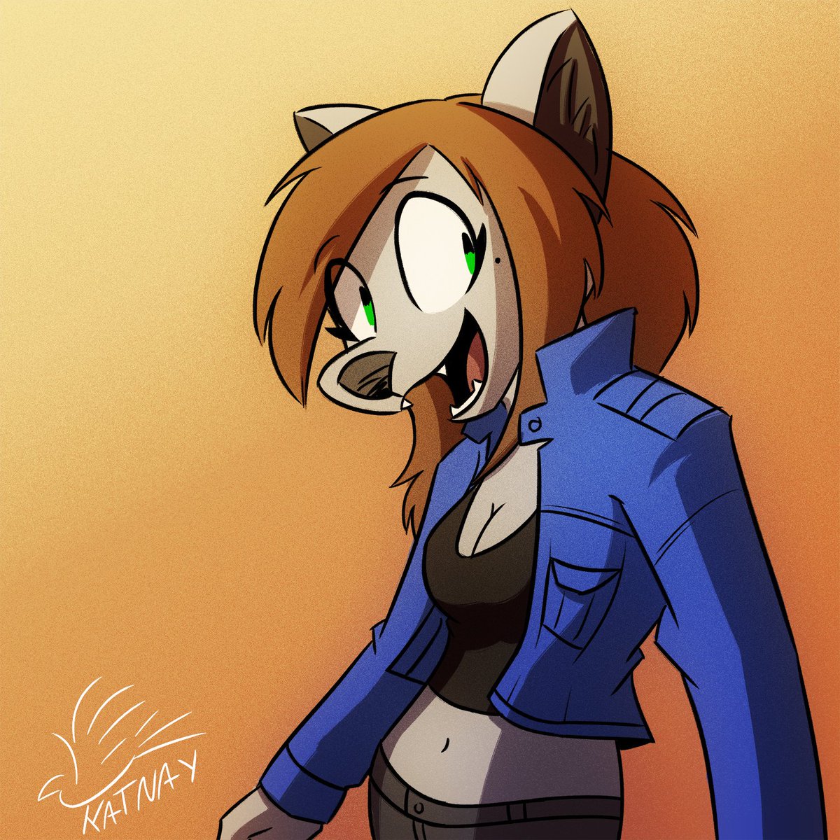 Whitney Recker(with a cropped jacket) Art by @Katnay3 OC by mine