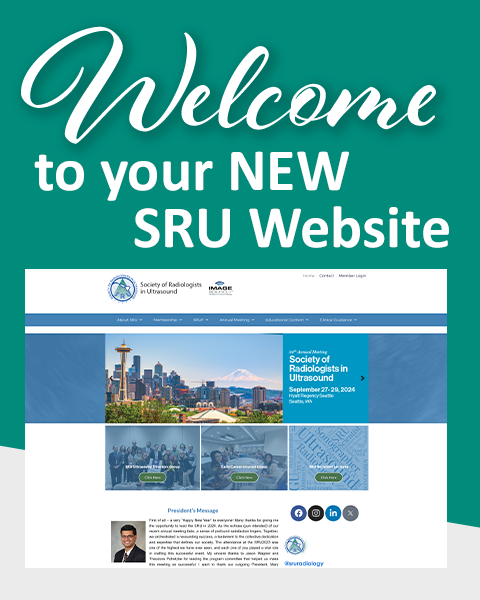 Our website has been updated with new and improved features. Check it out at sru.org - access to CME, info on abstract submissions for the annual meeting, SRU forum, and more #SRU #ultrasound