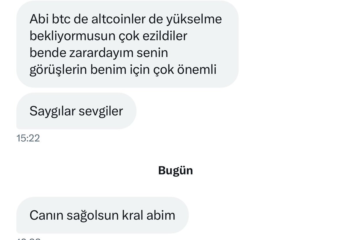 Böyle yazıp beni cevap vermeye mecbur bırakıyorsunuz. Kripto sevdiğim bir yer değil ama şu an yaşadığı düşüşü size öncesinden haber verdim. İsrail-İran savaşını bahane edip onları dibe çektiler. Dipten mal topluyorlar. 15 gün içinde düzelir. Korkmayın.