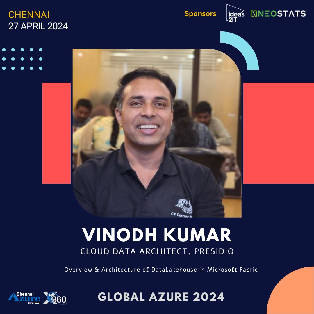 Don't miss Vinodh Kumar talk on '𝗢𝘃𝗲𝗿𝘃𝗶𝗲𝘄 & 𝗔𝗿𝗰𝗵𝗶𝘁𝗲𝗰𝘁𝘂𝗿𝗲 𝗼𝗳 𝗗𝗮𝘁𝗮𝗟𝗮𝗸𝗲𝗵𝗼𝘂𝘀𝗲 𝗶𝗻 𝗠𝗶𝗰𝗿𝗼𝘀𝗼𝗳𝘁 𝗙𝗮𝗯𝗿𝗶𝗰' at the Global Azure 2024 event, scheduled for April 27, 2024.

Register: globalazure.in

 #GlobalAzure #XMonkeys360