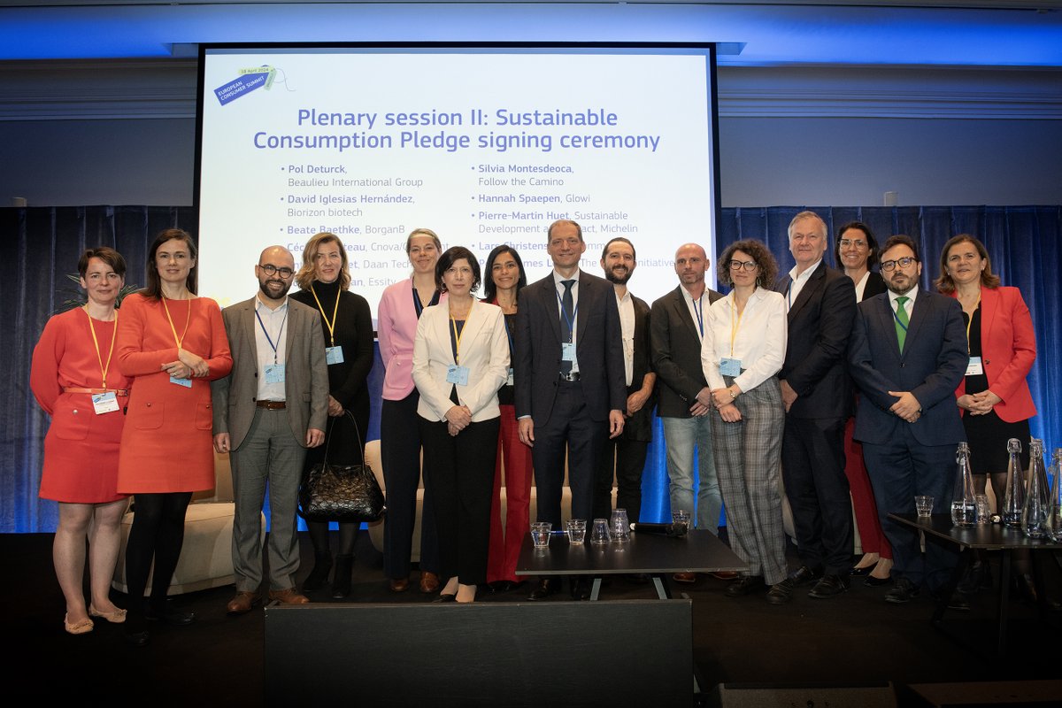 AnaGallegoEU's tweet photo. Businesses are essential to the success of the green transition.

Pleased to have welcomed today 12 new companies to the 🇪🇺 Sustainable Consumption Pledge during this year's #ConsumerSummit.

Thank you for your commitments for sustainable production and welcome aboard! https://t.co/Knn0e1NiuM