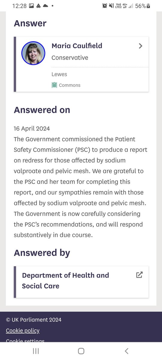 Thank you to @justinmadders @UKLabour for your written PQ to the @DHSCgovuk on Valproate redress, it seems so long since the release of the Hughes report yet repetitive answers are constantly given by DH. We @Infactuk feel the famies frustration & sadness as this is prolonged.