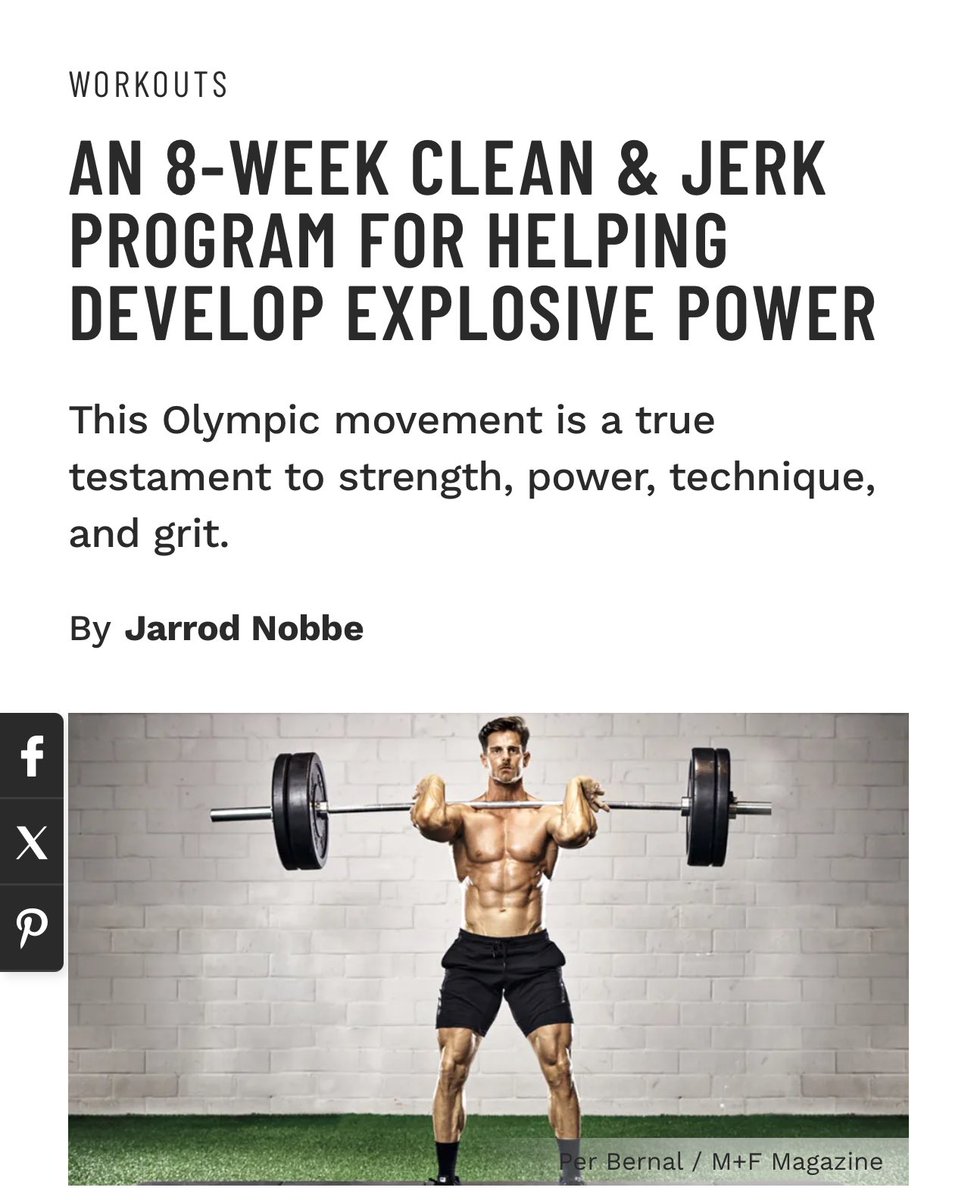 muscle_fitness's tweet photo. AN 8-WEEK CLEAN & JERK PROGRAM FOR HELPING DEVELOP EXPLOSIVE POWER
This Olympic movement is a true testament to strength, power, technique, and grit.
By Jarrod Nobbe
Read Article: https://t.co/jyYTfchnfh
@muscleandfitness @muscleandfitnesshers
#advancedworkouts #armsworkouts #backworkouts #bodypartworkouts #buildmuscle #buildpower #buildstrength #crossfitworkouts #dumbbellworkout #fullbodyworkouts #legsworkouts #lowerbodyworkouts #musclebuildingtips #musclebuildingworkouts #olympics #shouldersworkouts #upperbodyworkouts