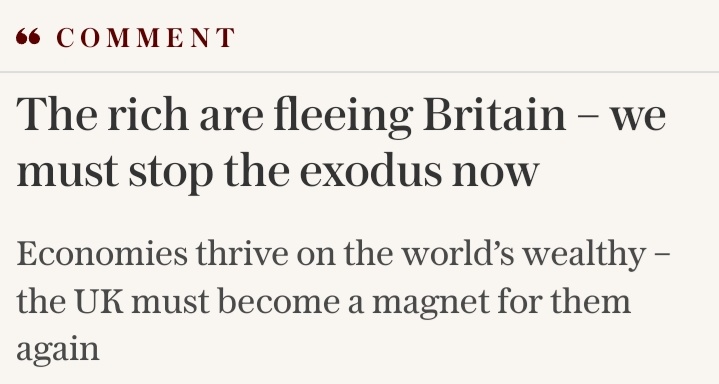 We get unevidenced headlines like this in the non-dom billionaire-owned press every year. An abundance of high quality research supports the view that the vast majority of Britain’s grotesquely wealthy would never leave the country for tax reasons. lse.ac.uk/News/Latest-ne…