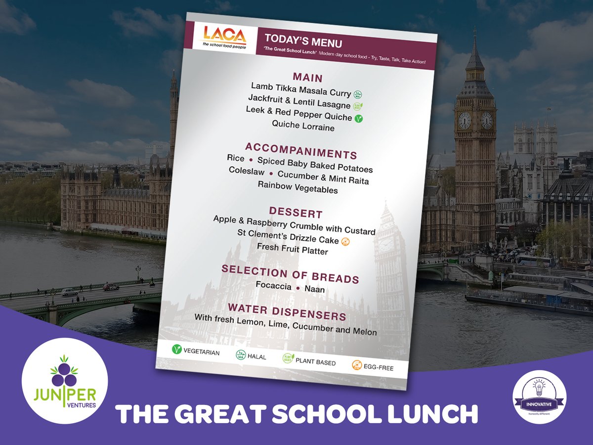 It’s a privilege to be asked to contribute to one of the biggest events in the school meal calendar. @LACA_UK the school food people will be serving our food to MPs at The Great School Lunch at the House of Commons today.