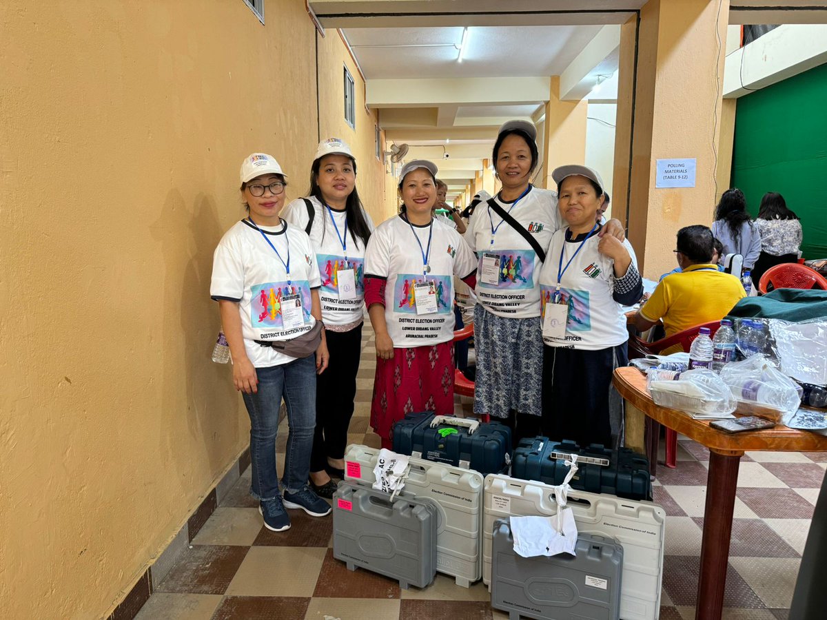 DeoRoing's tweet photo. Led by the DC cum DEO Soumya Saurabh and SP Akanksha Yadav, the excited female polling teams leave for performing poll duties in Lower Dibang Valley. Poll in 30% of the total polling stations will be conducted by the Female Polling Team. @ECISVEEP @SpokespersonECI @ceoarunachal https://t.co/1kTL5EPEcw