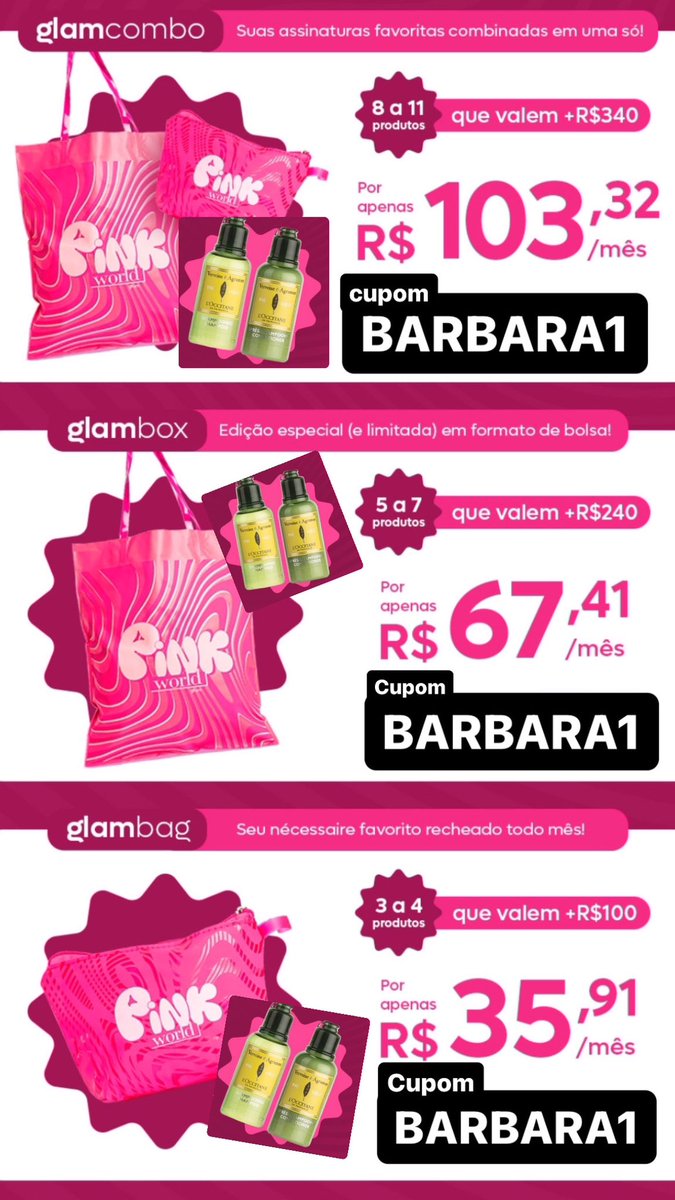 bapirani's tweet photo. Cupom Glambox
โญ๏ธ ๐๐๐ฅ๐๐๐ฅ๐๐ญ โญ๏ธ
.
Os planos ficam assim.
๐ฆ๐ฆ๐๐๐๐ฆ
โขANUAL: 12 x67+ BRINDE
โขSemestral: 6x76
โขMensal: 1x80
๐ช๐ช๐๐๐ ๐ช
โขAnual: 35 +BRINDE
โขSemestral:40
โขMensal:44
๐๏ธ ๐๐๐๐๐ ๐๏ธ
โข12x 103+ Brinde
https://t.co/jt1tJh5oKq
#glambox #glambag https://t.co/VmG0hqF6A7