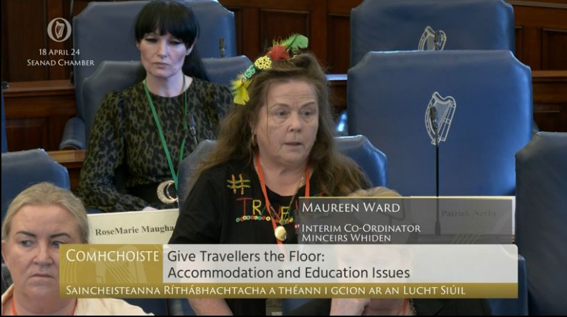 Maureen Ward, @Mincerpolitics speaking on the racism & discrimination of #Travellers - 'I believe it necessary to acknowledge that the fight against racism and discrimination has to be done by everyone, not just Travellers' #TravellersTakeTheSeanad