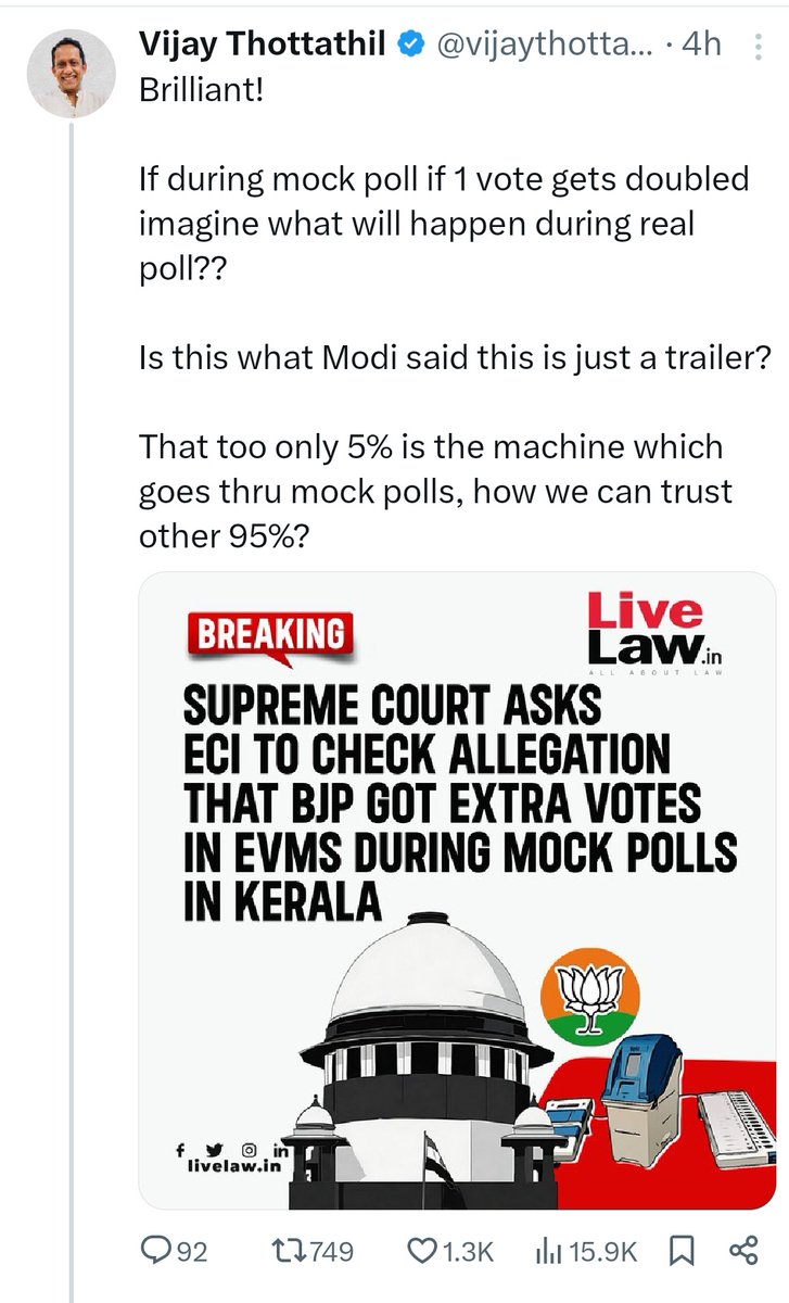 follow_amj's tweet photo. Hello Then-di @vijaythottathil MC @Muzzris
Keep ranting & peddle fake news .... Election will happen on EVM.๐
EVM was fine for Karnataka, TG & HP
The same EVM will be used for 2024..
Open Cake shop in Sonagachi after June 4th.
#VTKMKB https://t.co/azYvdkiQEK