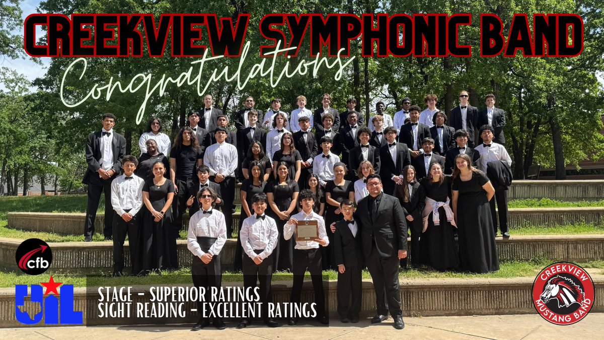 ajdenis's tweet photo. Congratulations to our Concert bands on great UIL Performances!  @EdFoundationCFB @SulakCFB @JALaPumaCFB @castillo_ac @MrsEddingsDance @lancehamlin @PutterRenee https://t.co/gRtib5Zhi8