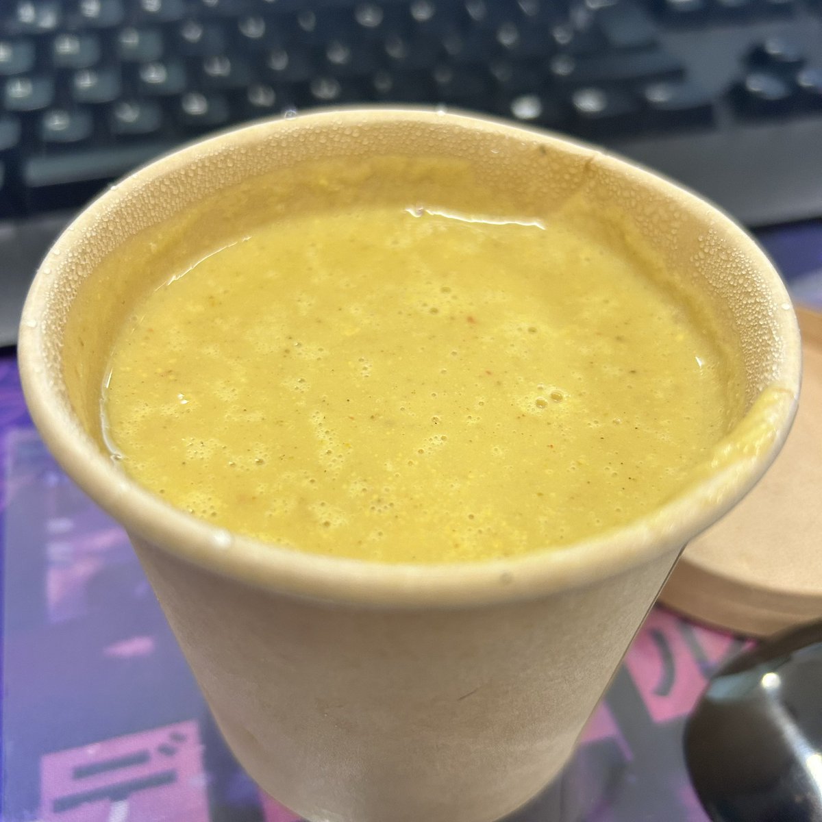 Curried Parsnip Soup 

Thank you @cateringasph for award winning food! #greathospitalfood 🥰
#tweetbeforeyoueat
#lunchatmydesk