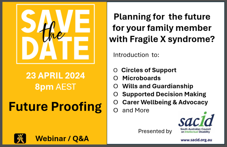 FragileXAus's tweet photo. Kicking off a series for parents and other family members who have a child or adult with #fragilexsyndrome in their care - shoutout to #SACID for running this session for the FX community.
Live Only! Register to join us next Tuesday 8pm AEST
https://t.co/BL1A1wORRk https://t.co/2GiR8JT3Yh