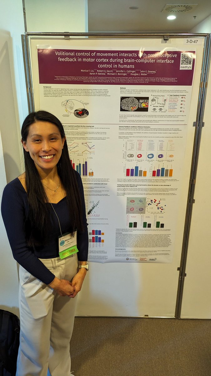 Proprioception matters! Don't believe us, come by 3-D-47 to see what @monicafliu discovered about the effects of proprioceptive feedback on human bci control. @jenpgh @robert_gaunt1 @RNELabs @cmuneurosci @CMU_Mech