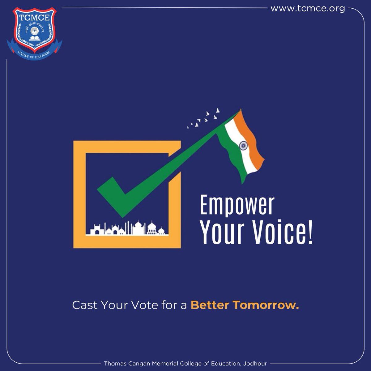 Democracy thrives when every eligible citizen participates. Be a responsible citizen; cast your vote on 19 April 2024 and be a part of the democratic journey.

#VoteForChange #YourVoiceMatters #DemocracyInAction #VotingDay2024 #Rajasthan  #Loksabha #Loksabhaelection #India