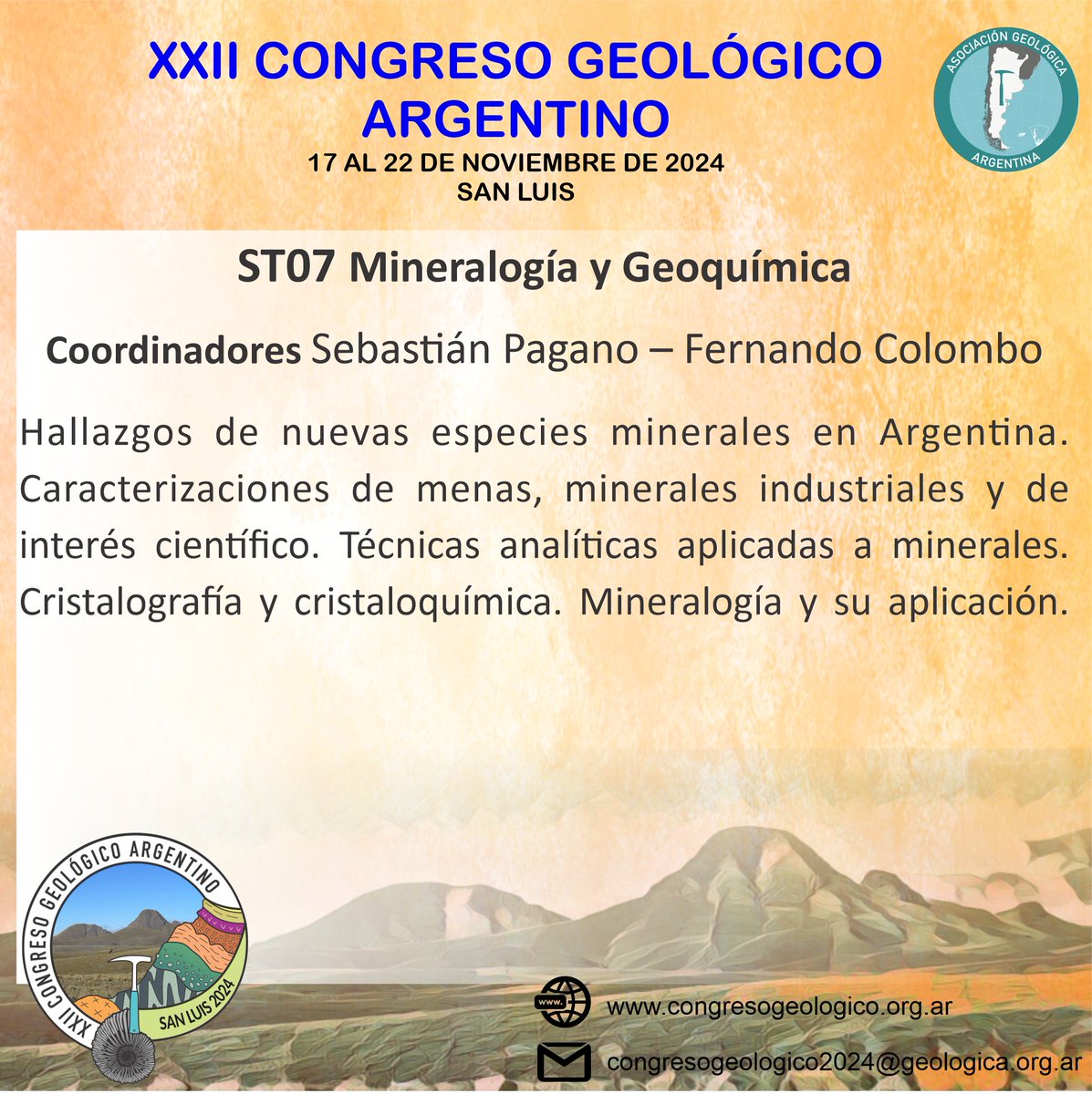 PRESENTACIÓN DE RESÚMENES  congresogeologico.org.ar/programa.htmlYa está abierta la recepción de trabajos. Ver detalles de resúmenes a presentar en congresogeologico.org.ar/resumenes.html… fecha límite para la recepción de trabajos  NUEVO PLAZO: 02 DE JUNIO (por única vez)