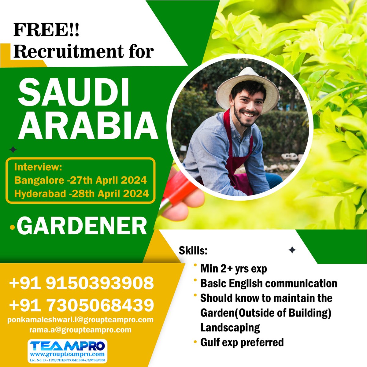 🌿 **Exciting Opportunity in Saudi Arabia! Immediate Joiners Welcome! 🌿**
🌱💼 #FreeRecruitment #ImmediateJoiners #DirectInterview #JobOpportunity