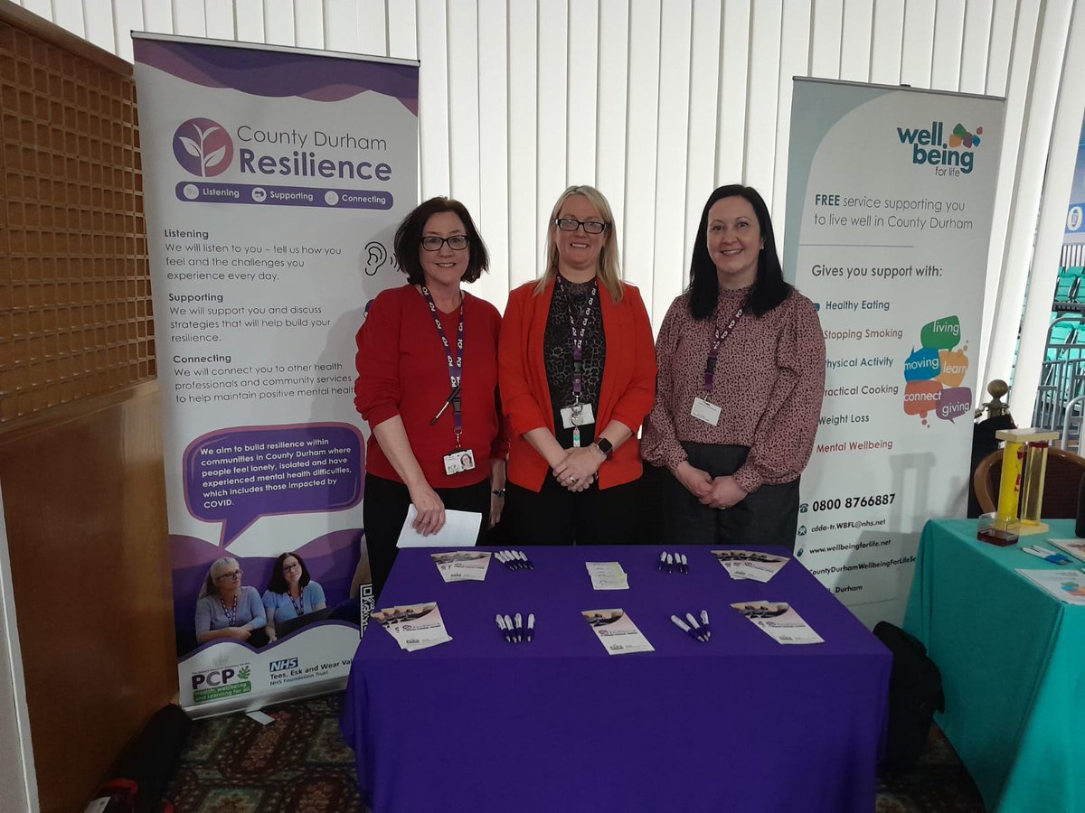 Project Lead Donna, Coordinator Nicky, and Resilience Worker Dawn at the Community Mental Health Transformation Launch event in Derwentside. Helping spread information about the services available in County Durham. 💜