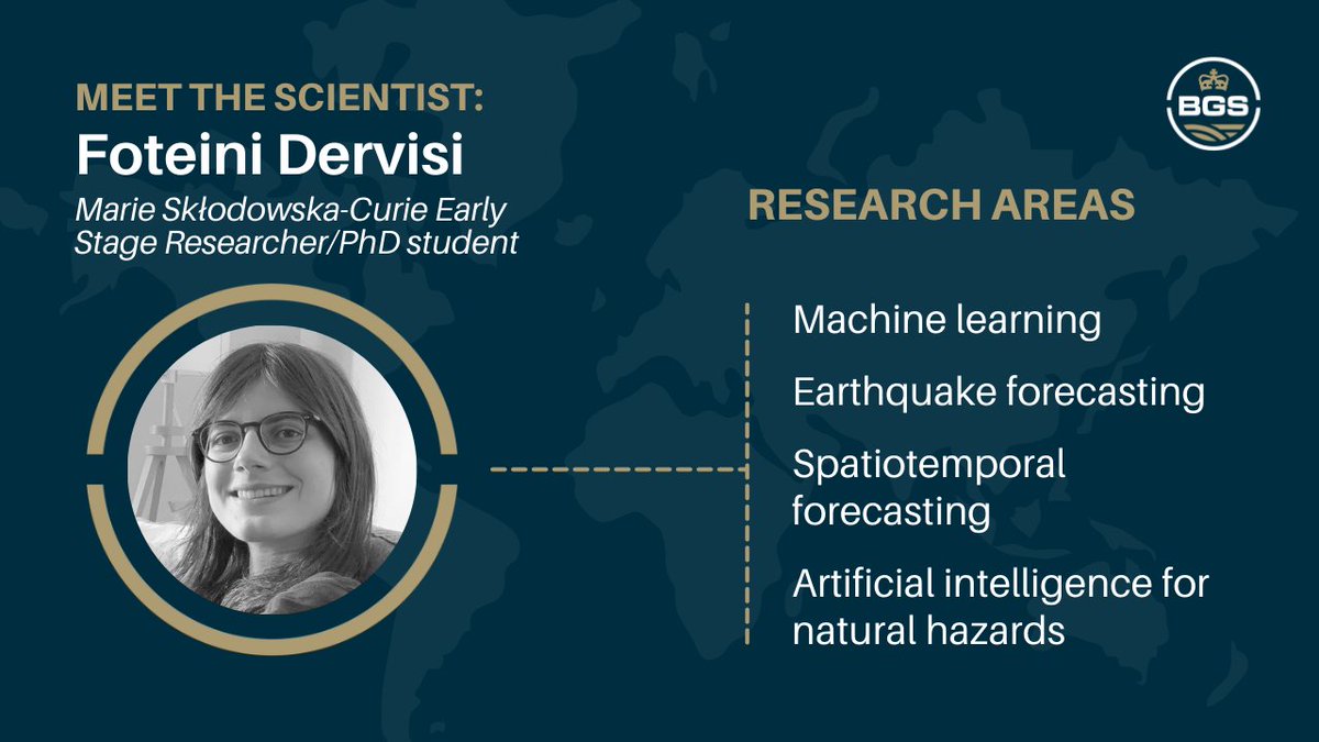 BGS are at #EGU24 again today. At 16:15 CEST Don't miss Foteini Dervisi, Brian Baptie and Margarita Segou's session - 'Towards a Deep Learning Approach for Data-Driven Short-Term Spatiotemporal Earthquake Forecasting' 👇 meetingorganizer.copernicus.org/EGU24/EGU24-17…
