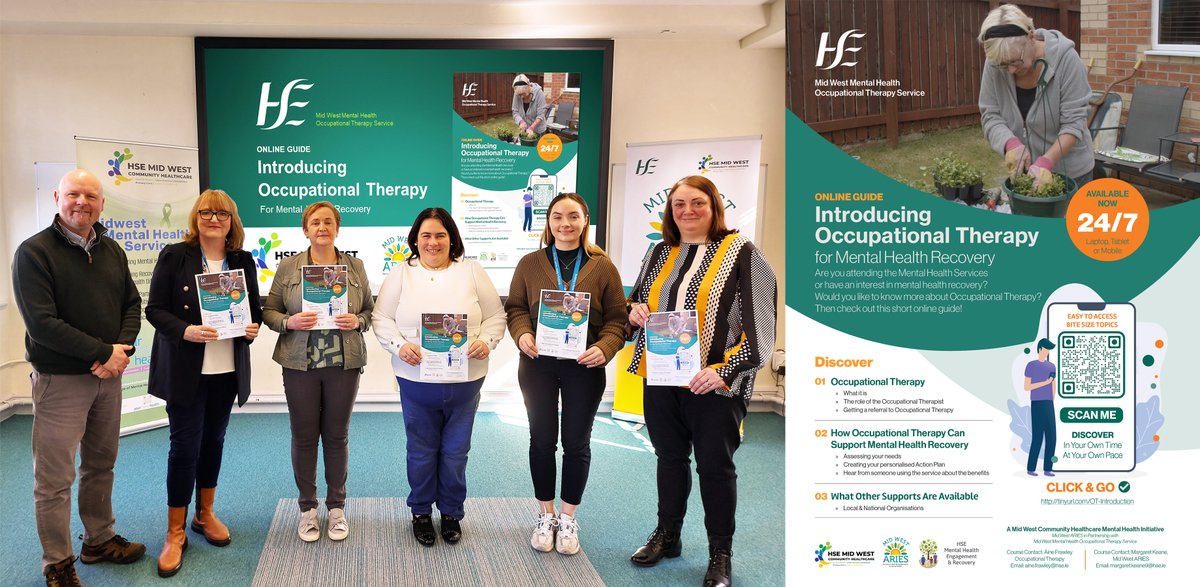 Excited to launch our online guide this week 'Introducing Occupational Therapy for Mental Health Recovery' in ptn with Occupational Therapy Mental Health Services. Great response already! Scan QR or click 24/7 - tinyurl.com/OT-Introduction @CommHealthMW @MentalHealthIrl @MHER_Ire