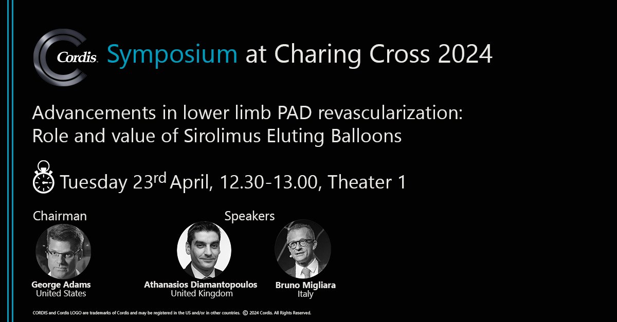 Cordis International (@cordis_emea) on Twitter photo 🔔 Join Dr Adams, Dr Diamantopoulos <a href="/ADiamantop/">Athanasios Diamantopoulos</a> & Dr Migliara at the Cordis Symposium @CX2024! Discover advancements in PAD treatment with Sirolimus Eluting Balloons. Uncover latest data & gain insights from clinical cases. Don't miss it!
#CLIFighters #IRad #PAD #DEB <a href="/CLIFighters/">CLIfighters</a> 🔔 Join Dr Adams, Dr Diamantopoulos <a href="/ADiamantop/">Athanasios Diamantopoulos</a> & Dr Migliara at the Cordis Symposium @CX2024! Discover advancements in PAD treatment with Sirolimus Eluting Balloons. Uncover latest data & gain insights from clinical cases. Don't miss it!
#CLIFighters #IRad #PAD #DEB <a href="/CLIFighters/">CLIfighters</a>