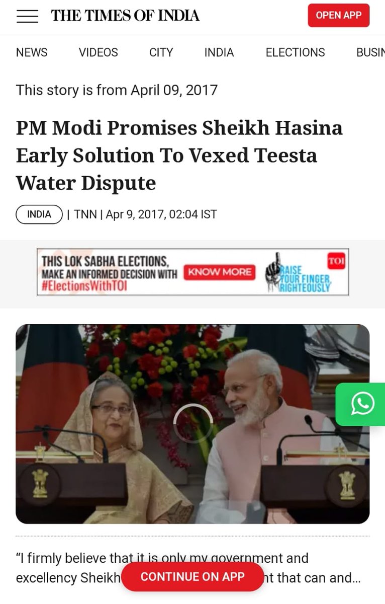 BJP's Modi has publicly declared alongside PM of Bangladesh that Modi govt is committed to surrender Teesta river water to Bangladesh, turning 8 districts of West Bengal into desert. No true son of soil of West Bengal can vote for BJP. #BJPDeprivedBengal #AntiBengalBJP