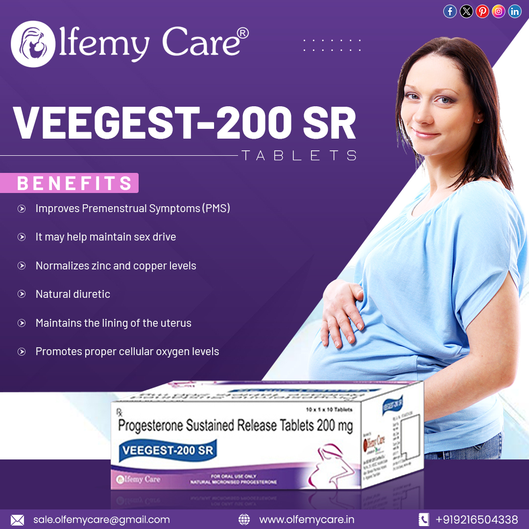 Introducing VEEGEST-200 SR Tablets By Olfemy Care. 
For more info, call us at +91 92165 04338 | 
sale.olfemycare@gmail.com | olfemycare.in | 
. 
. 
#olfemycare #PharmaFranchise #businessopportunity #pcdfranchise 
#thirdpartymanufacturing #india #chandigarh