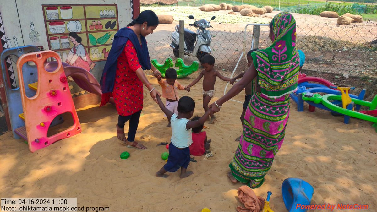 Children (between 3yrs- 6yrs age) enjoying hot cooked meals and playing at CHIKITAMATIA MSPK supported by OPNIP, LDA, Moroda, OPELIP, Mayurbhanj @roopars @stscdev @scstrti