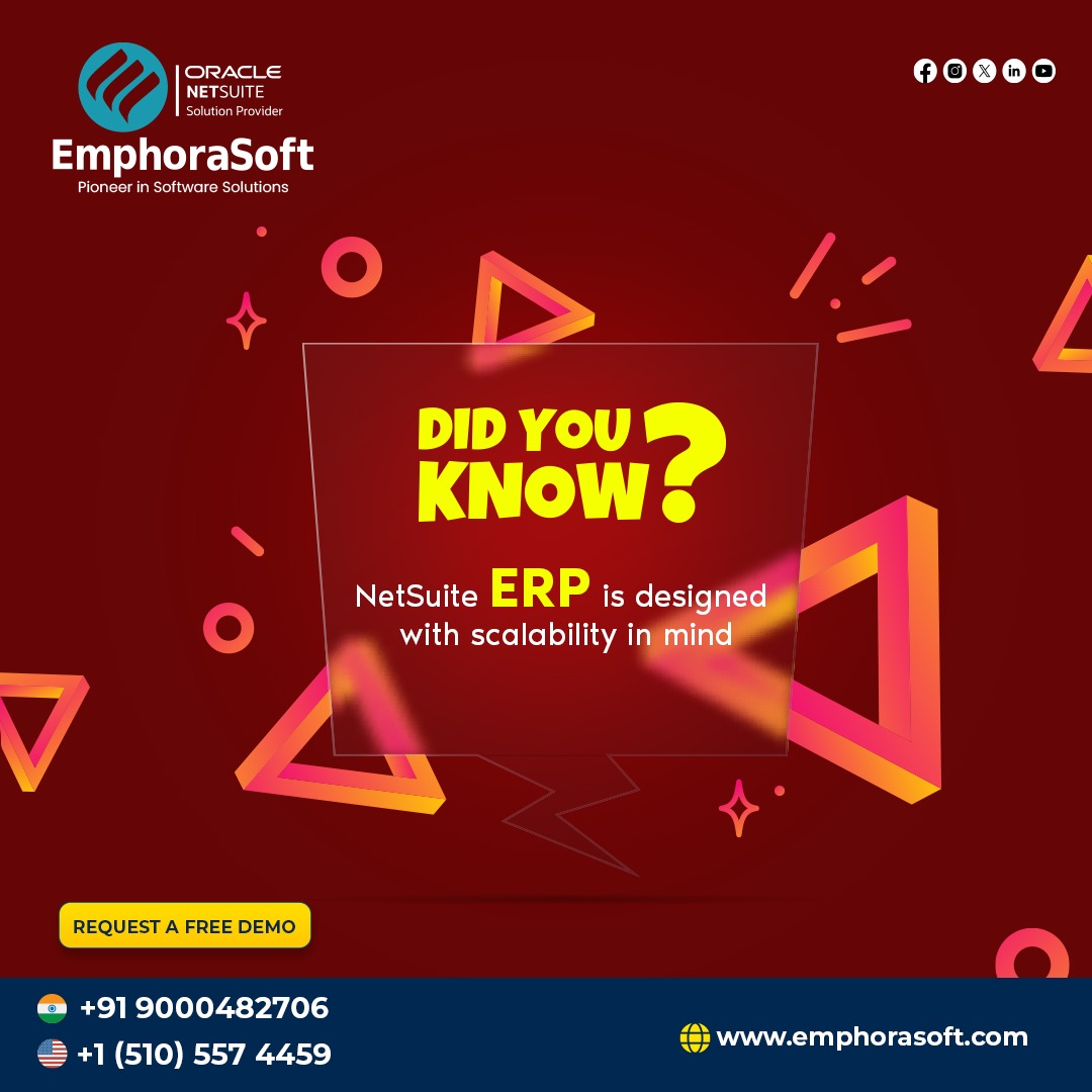 Discover the power of scalability with EmphoraSoft's NetSuite ERP! Our solution ensures your business is ready for growth. Explore the flexibility and efficiency of NetSuite ERP today.

#Didyouknow #knowledge #fact
#BestERPPartner #BestERPSolution #ERPSolution #ERPServices