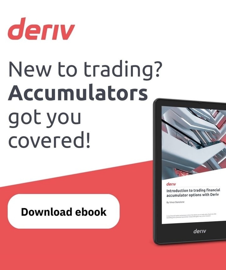 But Synthetics are cool though😂. What I love about Deriv is that they offer a variety of trading choices. You choose what's comfortable with you.

They have Options(High/Low), Odds/Even, Accumulators, Accelerators, Multipliers...the list is endless. 

Check them out: