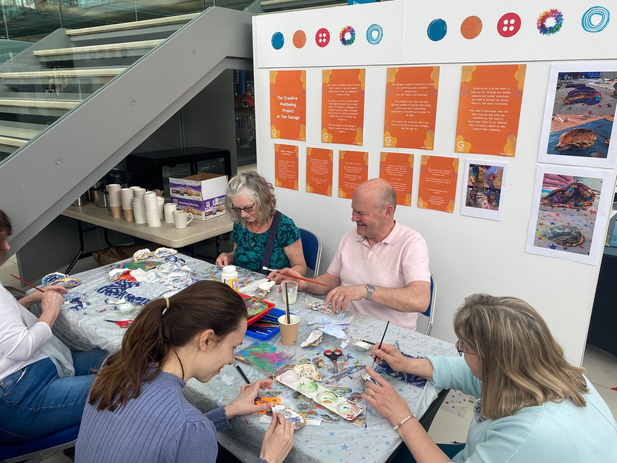 Our Creative Wellbeing Group had such a good time at #NorfolkMakersFestival @TheForumNorwich they're doing it again on Sunday! Free Shell Art workshop 10am-4pm, all materials provided and everyone welcome. #Norwich #Mindfulness #Wellbeing #FamilyFun