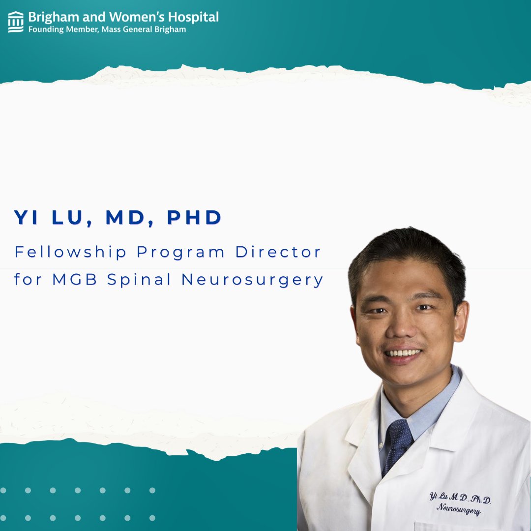 Congratulations, Dr. Lu, on your new role as Fellowship Program Director for MGB Spinal Neurosurgery 🧠 🥼 #Neurosurgery #BWH #Congratulations