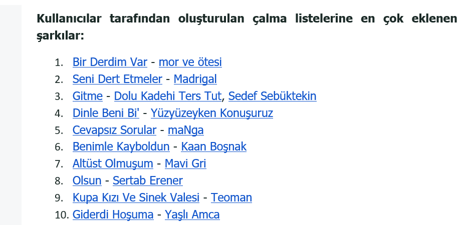 .@SpotifyTurkiye çalma listesi oluşturma sıklığı ve en çok eklenen şarkılarla ilgili bir basın bülteni göndermiş. Liste ülkece ruh halimizi çok iyi anlatıyor bence🥹