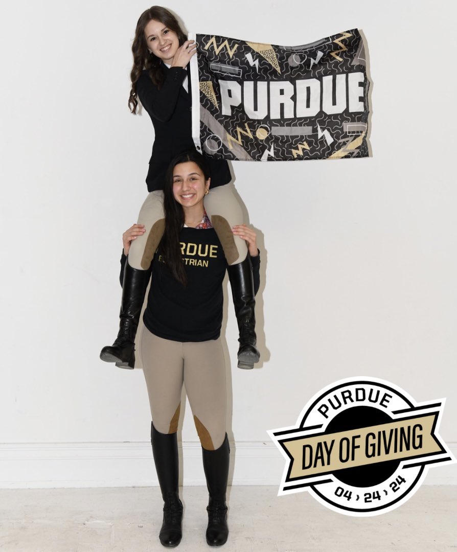 PUEquestrian's tweet photo. Starting this Thursday off with a little #BoilermakerSpirit! #PurdueEquestrian is counting down the days till #PurdueDayOfGiving👉 https://t.co/Y9qFhsnX6Y