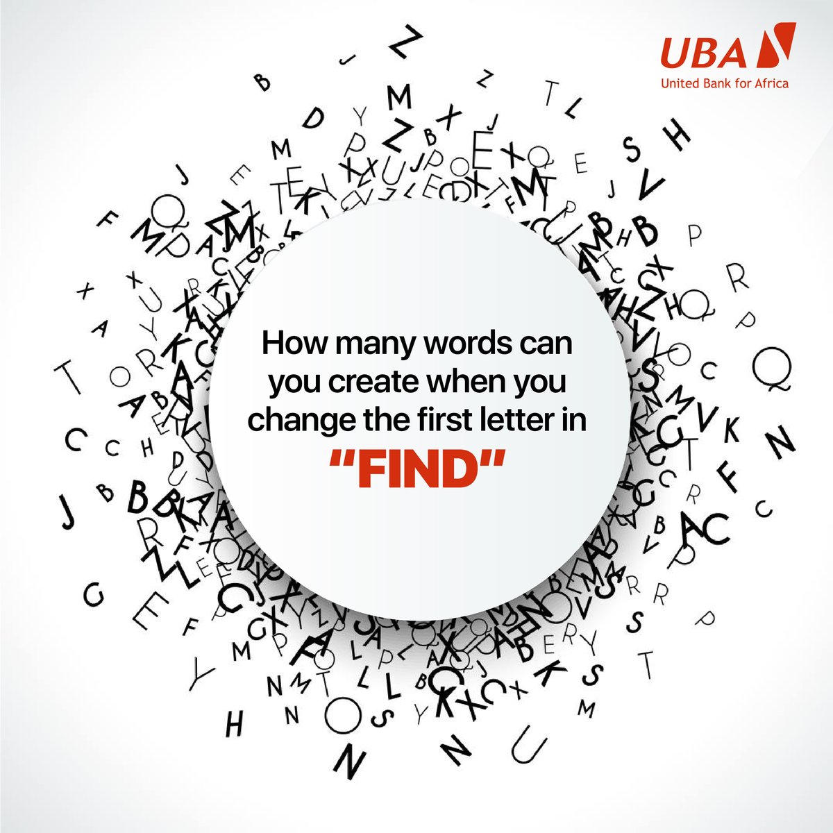 UBAUganda's tweet photo. How many words can you create?

#WordCreate #UBAFun #AfricasGlobalBank https://t.co/lTKTWhbF2o