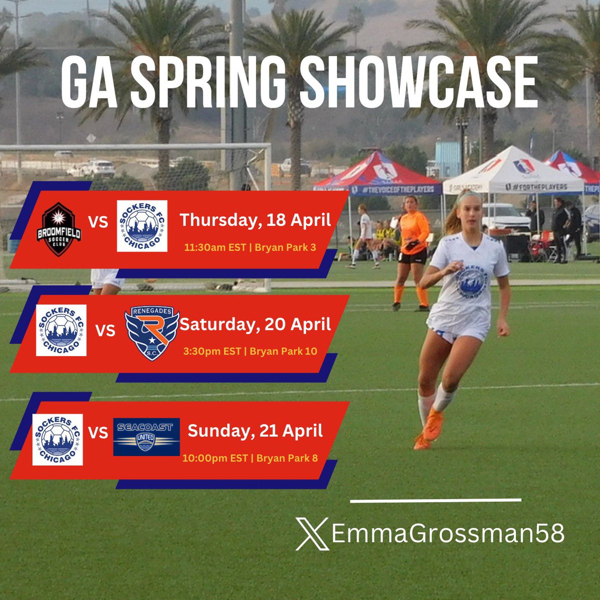 EmmaGrossman58's tweet photo. I’m excited to play in the GA showcase in North Carolina. Please come out to see my team and I play. 
@DrakeWSoccer @TheIowaHawkeyes @DePaulWSOC @RamblersWSOC @GAcademyLeague @ImYouthSoccer @PrepSoccer @ImCollegeSoccer @USYouthSoccer @SFCGirlsAcademy @CUWomens_Soccer https://t.co/JFYebvHNrb