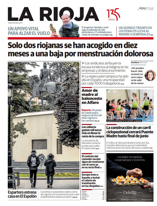 CbAlfaro's tweet photo. Hoy ocupamos portada y doble página en  @lariojacom. Muy orgullosos de ellas. https://t.co/Y0uxBDzt3Q