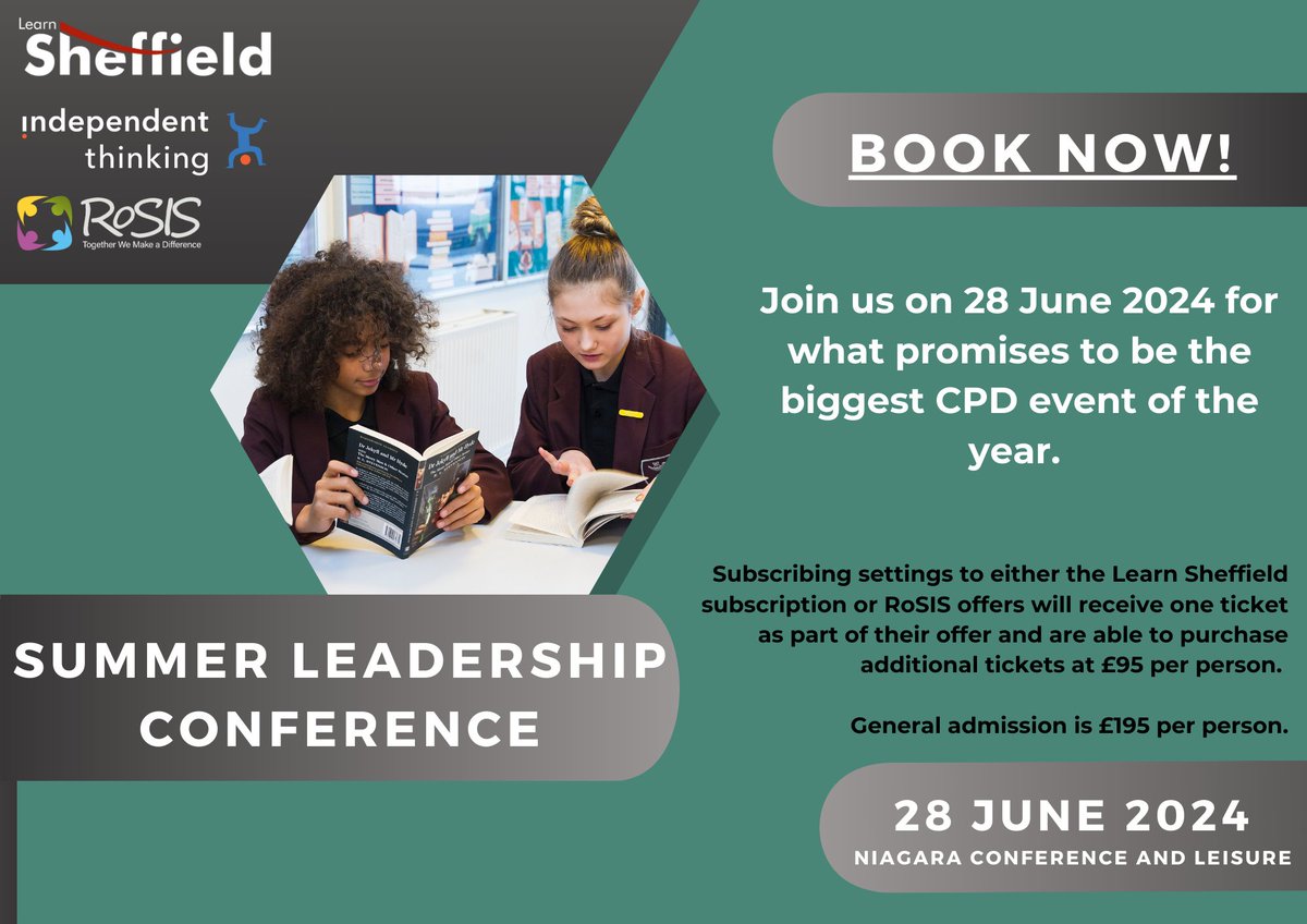 🌟We can't wait for our Summer Leadership Conference on 28 June with @RoSIS_1 and @ITLWorldwide. There will be a great selection of keynotes, workshops and more from some FANTASTIC speakers. Find out more and book your ticket here 🎟️: ow.ly/JySk50RiTrZ