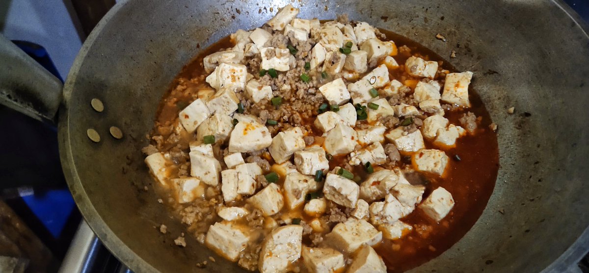 AngeloJems's tweet photo. Mapo Tofu. Been wanting to cook this ever since I saw it on the 1st episode of that anime "Cooking Master Boy". First time I ever got to use chili bean and sweet soybean paste in a dish and has a really nice sweet and spicy flavor profile. Bone apple Yeet. https://t.co/0tTR0R9nk9