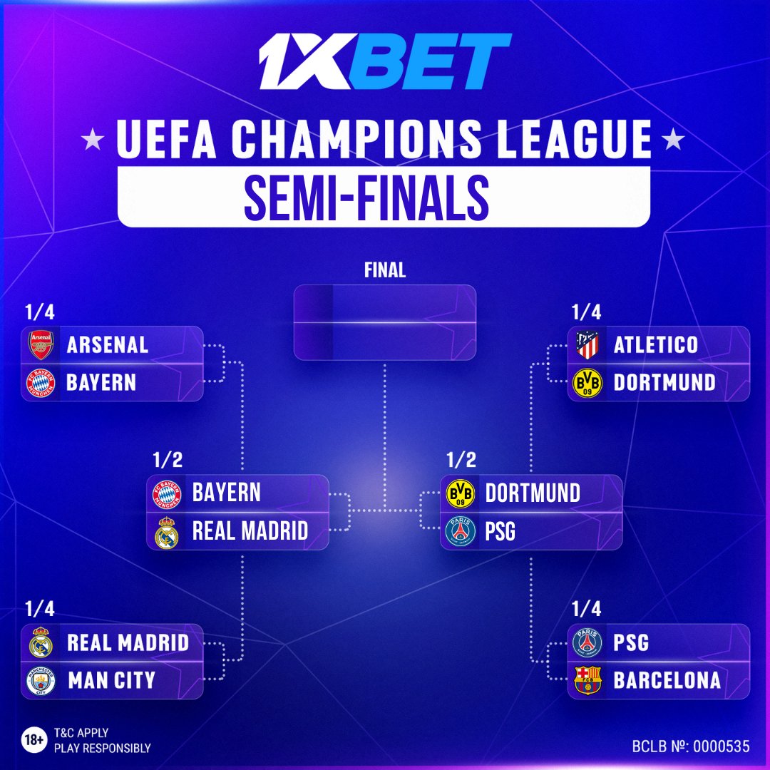 1xbetkenya_'s tweet photo. Manchester City and Real Madrid delivered yet another thrilling match!
Real Madrid will face Bayern Munich in the semifinals, and the winner will go on to play either Borussia Dortmund or PSG in the final.
Who’s your favorite?
#1xBetFootball #ChampionsLeague #ManCityReal https://t.co/vdQgfaYf0p