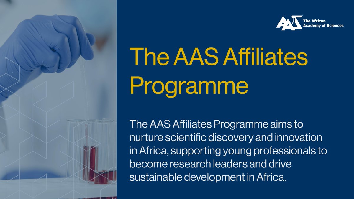 The AAS Affiliates Programme aims to nurture scientific discovery and innovation in Africa, supporting young professionals to become research leaders and drive sustainable development. Find out more 👉 shorturl.at/klrP7 #ScienceLeadership