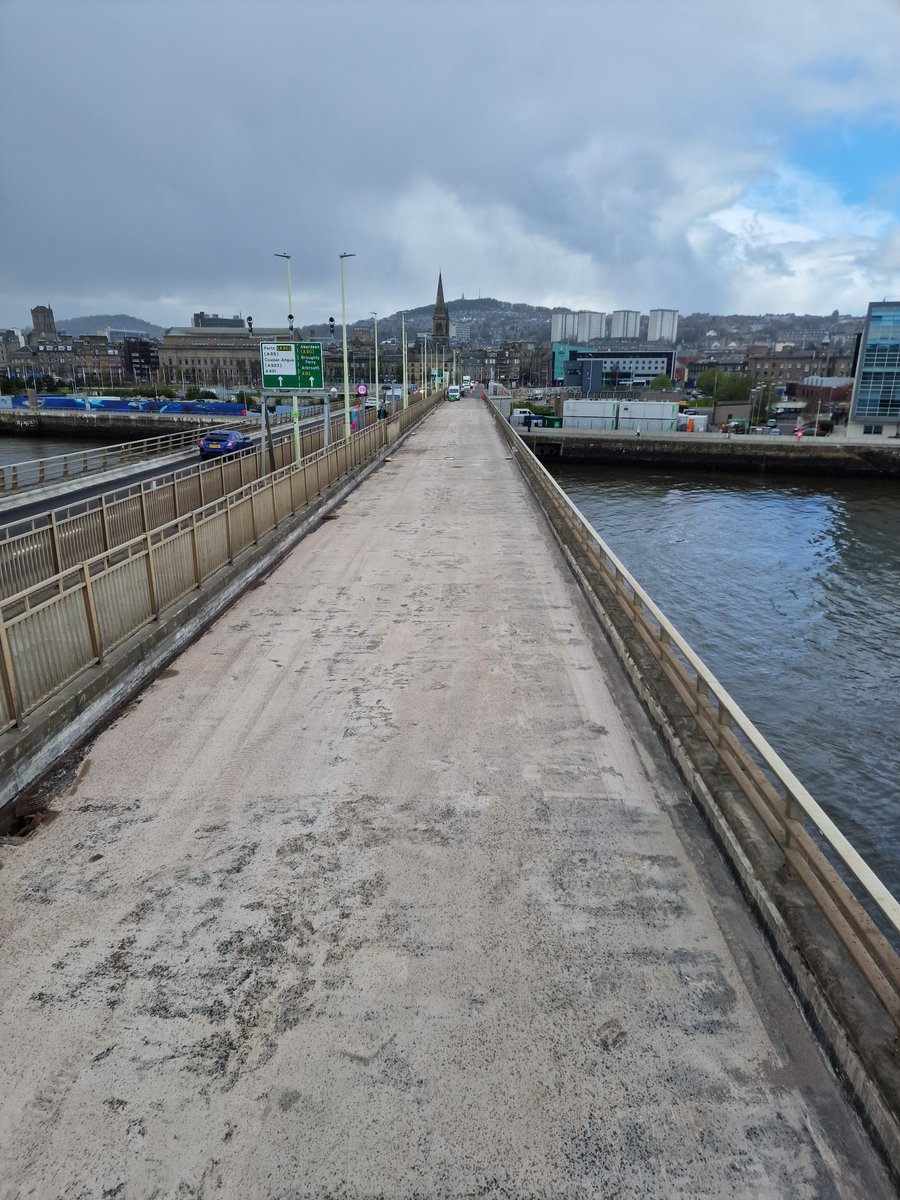 For a works update, please visit: tayroadbridge.co.uk/news The photographs show the cantilever scaffolding used to repair the deck soffits, views of the southbound carriageway from this scaffold, and boot prints from 1966!