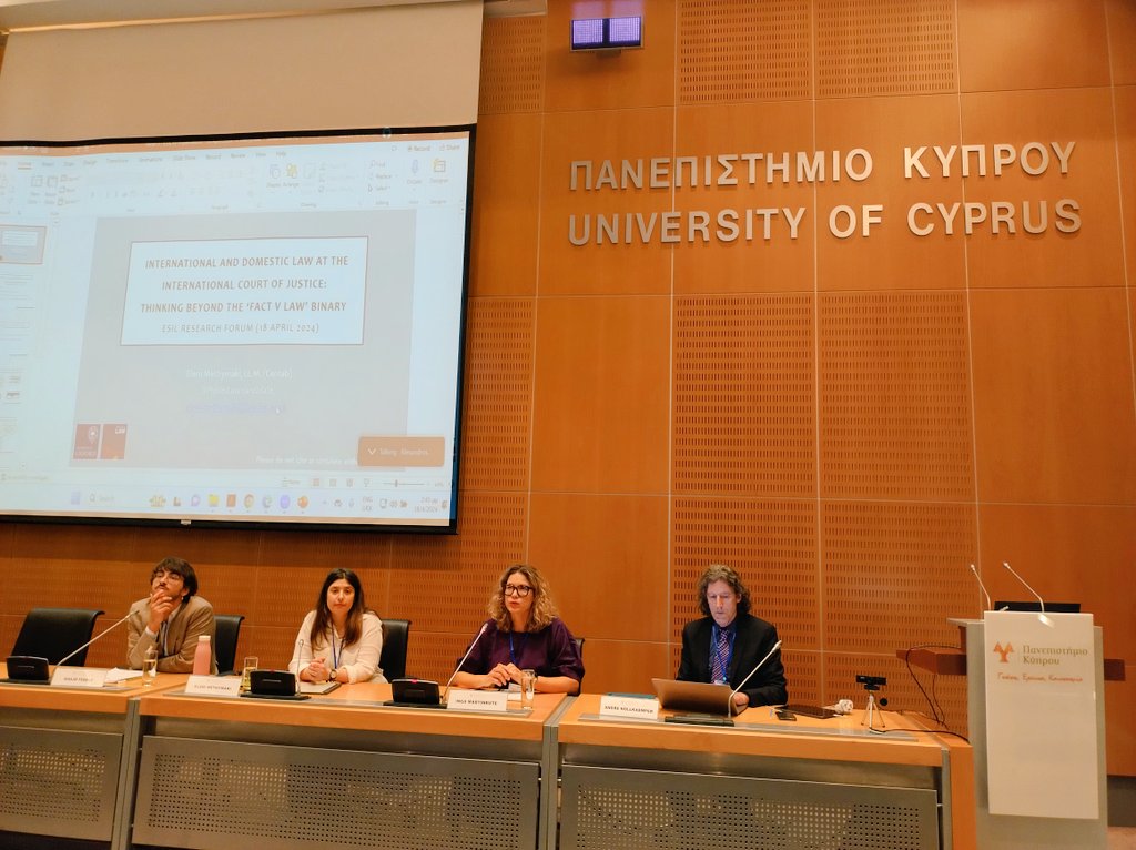 esil_sedi's tweet photo. 🟢 #ESILRF24 is back after a refreshing lunch break with Panel 3 on "Interactions between the international and domestic legal orders" 🌍⚖️🏠

Chair: @IngaMartinkute
Speakers:
🎙️ @Elmethymaki
🎙️ Van Ahn Ly
🎙️ G. Fedele
Discussant: @ANollkaemper https://t.co/WwRL9TUmDp