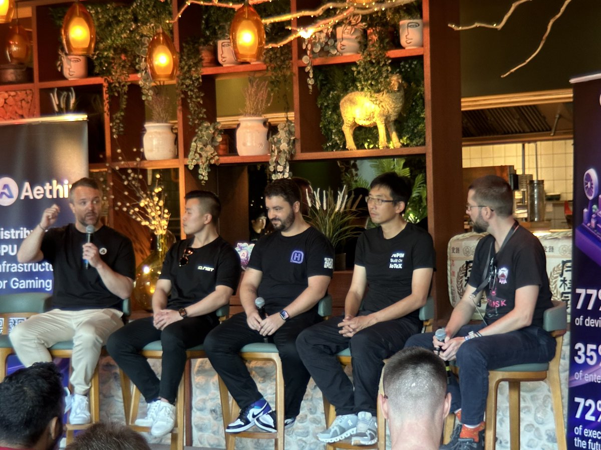 Another day in Dubai another great panel hosted by @francescoswiss w/ @MRRydon @0xHushky #DanielAndrade @Raullen @HMsheikh4, a panel focused on driving progress: the impact of Depin on GPU performance & efficiency. #IoTeX @AethirCloud @ionet #ethereum