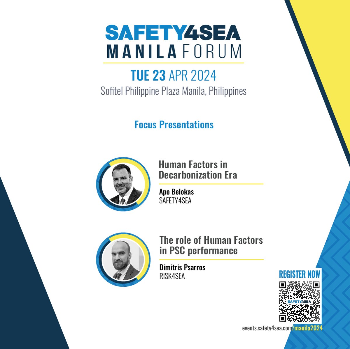 Only 4 days left until #SAFETY4SEA Manila Forum! 🌊

Don't miss out on two focus presentations: 'Human Factors in the Decarbonization Era' by Apo Belokas, SAFETY4SEA, and 'The Role of Human Factors in PSC Performance' by Dimitrios Psarros, <a href="/risk4sea/">RISK4SEA</a>.

🔗 tinyurl.com/4t5k5dry