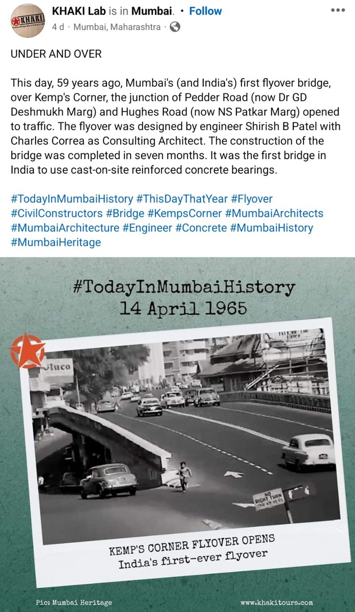 Mumbai’s first flyover has turned 59 years old. Note- it was built within 7 months.