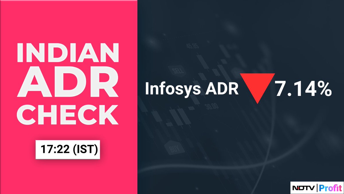 #Infosys' ADR down 7.14 in pre-market following fourth quarter results. #Q4WithNDTVProfit 

Read: bit.ly/3JpHmhc