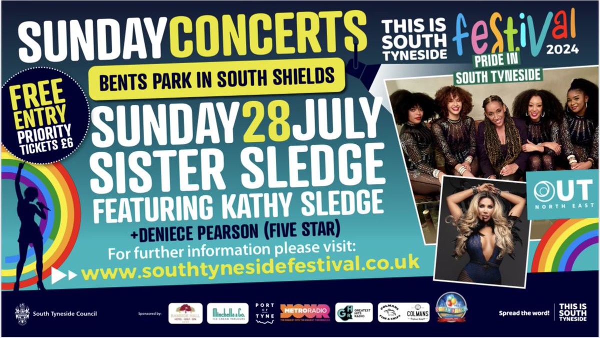Hi,here’s a new date for the diary,@DeniecePearson will be performing at the Pride in South Tyneside ,Sunday concerts at Bents Park,South Shields on 28th July 2024 For more information please click on the link below. visitsouthtyneside.co.uk/article/17764